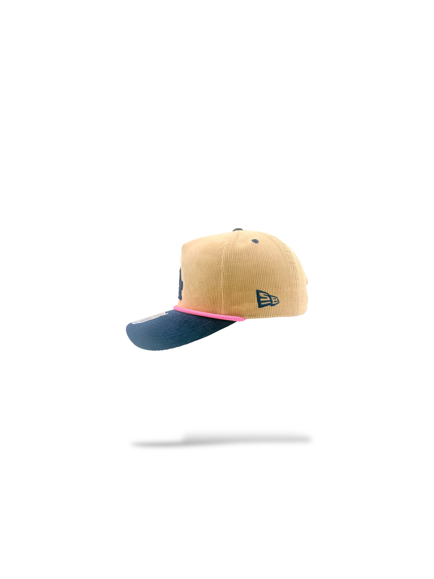 Corduroy tan with navy blue brim