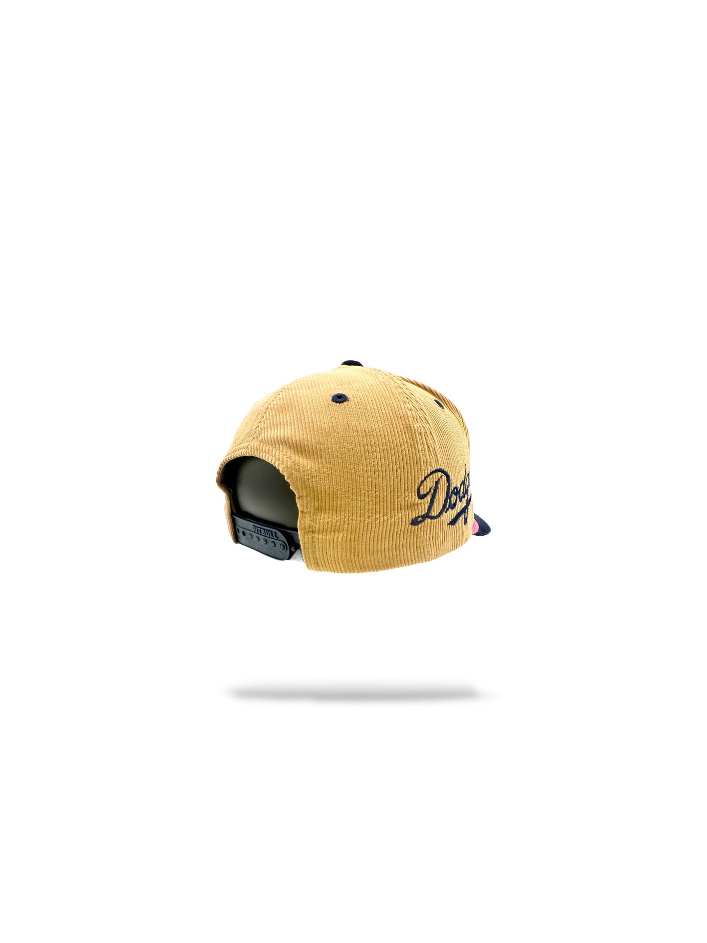 Corduroy tan with navy blue brim